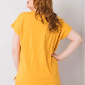 Dark Yellow Plus Size Blouse in Claribel Cotton