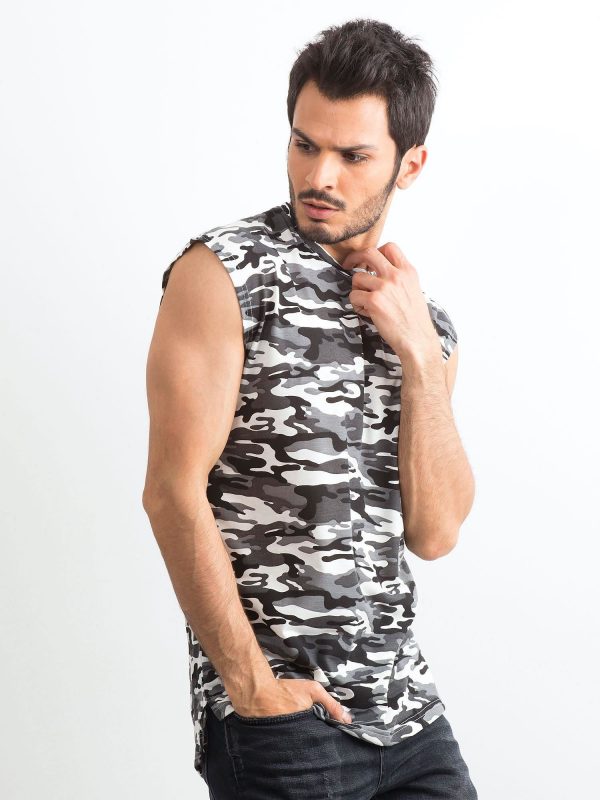 Grey T-shirt for men with camo print