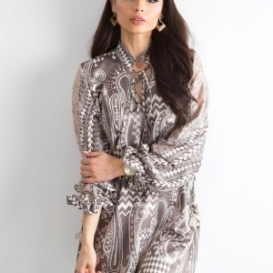 BY O LA LA Khaki pattern dress