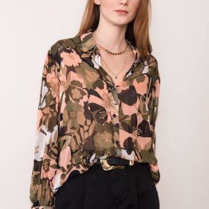 Khaki shirt with BSL print