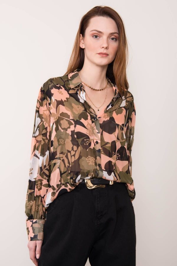 Khaki shirt with BSL print