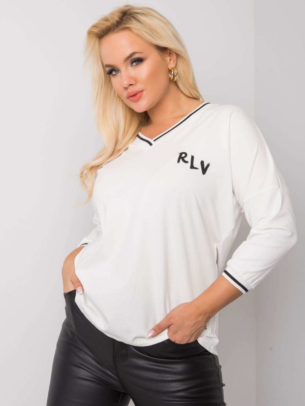 Ecru plus size blouse with Lorette V-neck