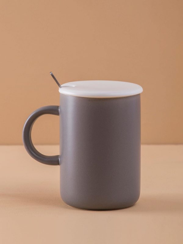 Grey Ceramic Mug With Lid