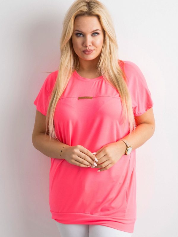 Fluo pink tunic with neckline on the back