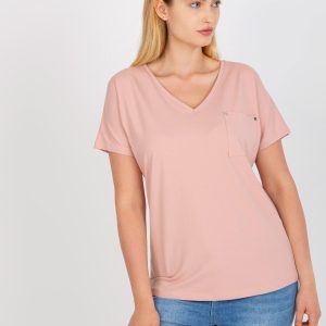 Dirty pink plus size V-neck t-shirt