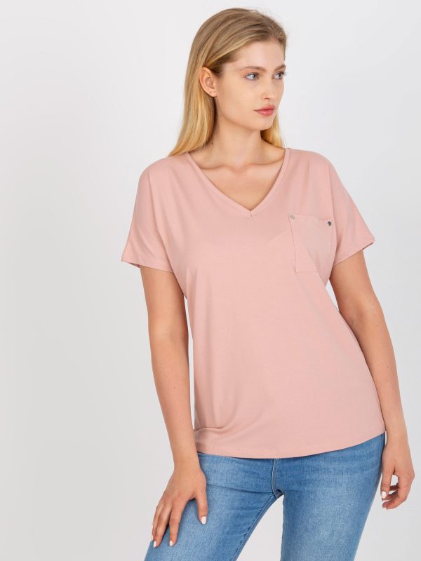 Dirty pink plus size V-neck t-shirt