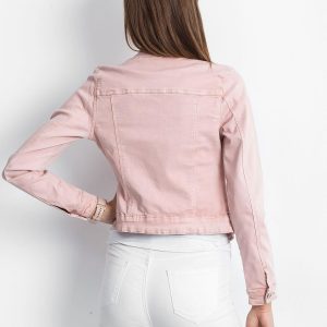 Pink denim jacket with applique