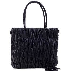 Black eco leather quilted bag