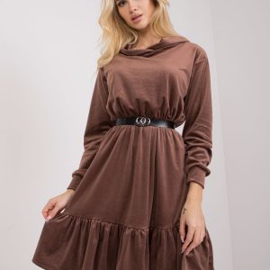 Brown velour dress with Casablanca belt