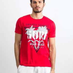 Red Cotton Printed Men's T-Shirt