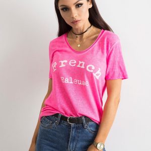 Fluo pink blouse with inscription