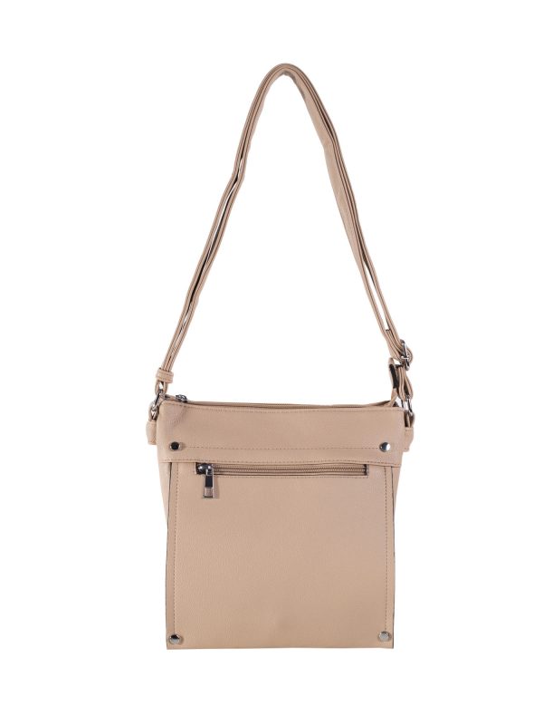 Dark beige shoulder bag with pockets