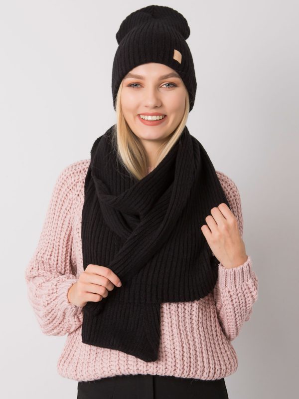 Black winter set hat and scarf RUE PARIS