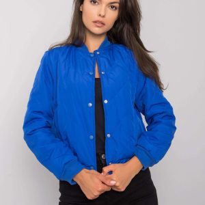 Sherise Blue Quilted Bomber Jacket