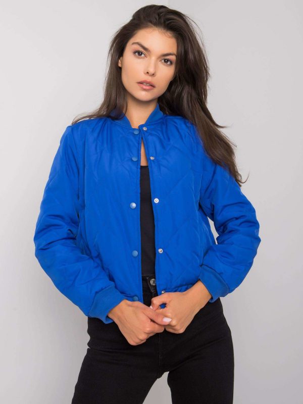 Sherise Blue Quilted Bomber Jacket