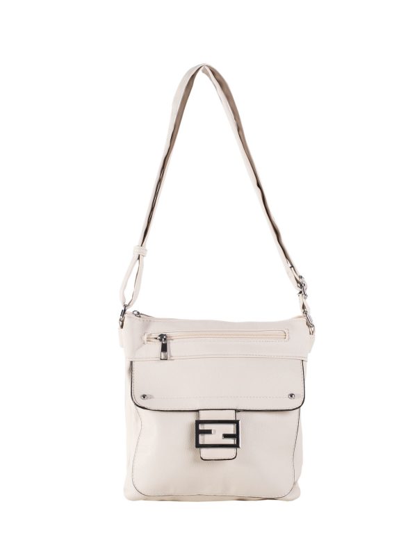 Light Beige Eco Leather Shoulder Bag