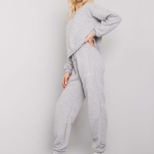 Grey melange sweatpants with quilting Naomi RUE PARIS