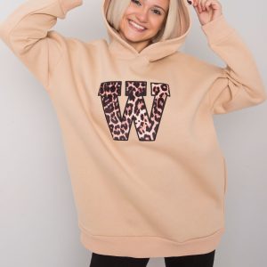 Beige sweatshirt with hoodie Bari