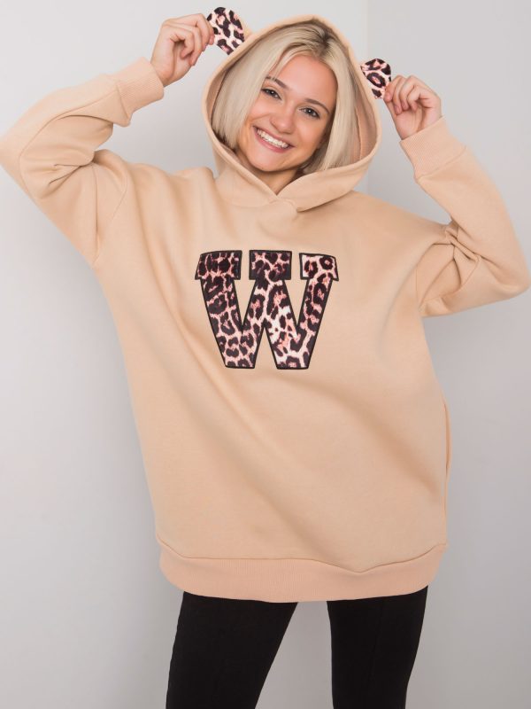 Beige sweatshirt with hoodie Bari