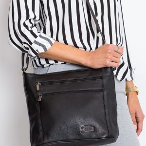 Black Leather Handbag with Strap