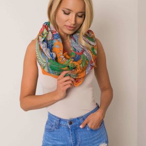 Orange scarf in tropical print