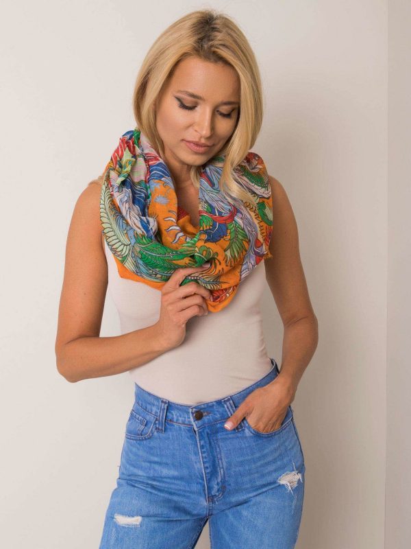 Orange scarf in tropical print