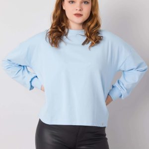 Light Blue Plus Size Long Sleeve Sweatshirt Florentia