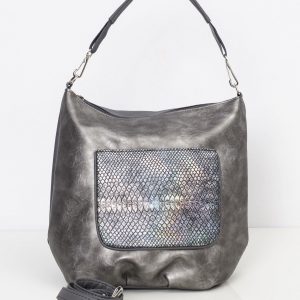 Silver-grey handbag with pocket