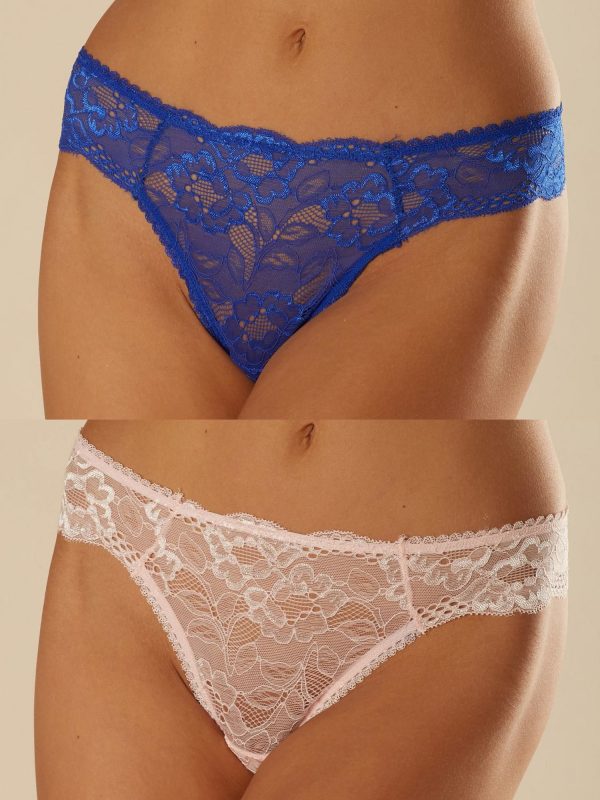 Cobalt pink lace thong 2-pack