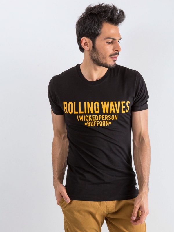 Black T-shirt for men Waves