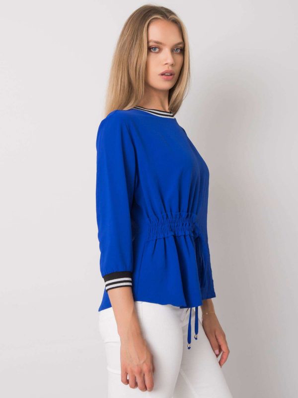 Cobalt blouse with ribbing Bettina RUE PARIS