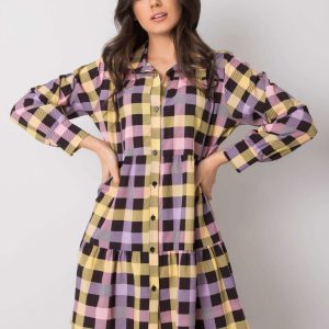 Jendayi Purple and Yellow Plaid Dress