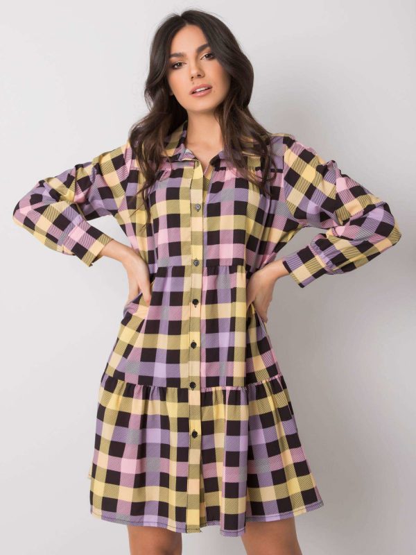 Jendayi Purple and Yellow Plaid Dress