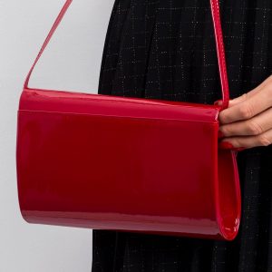 Dark red lacquered clutch bag