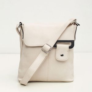 Ecru eco-leather messenger bag