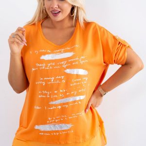 Orange tunic plus size with print