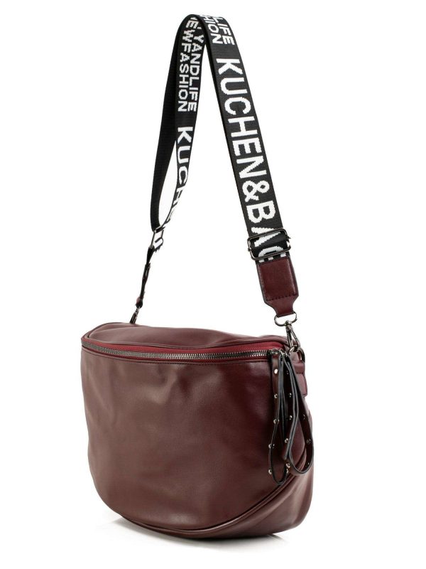 Burgundy eco-leather ladies handbag