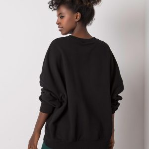 Fabrizia Black Cotton Hoodless Sweatshirt