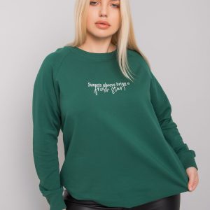 Dark green plus size sweatshirt with Marlow inscription