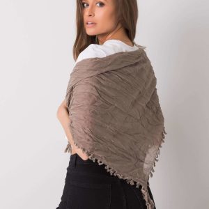 Dark beige scarf with fringes