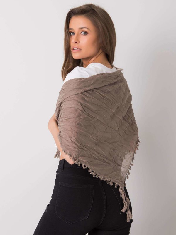 Dark beige scarf with fringes