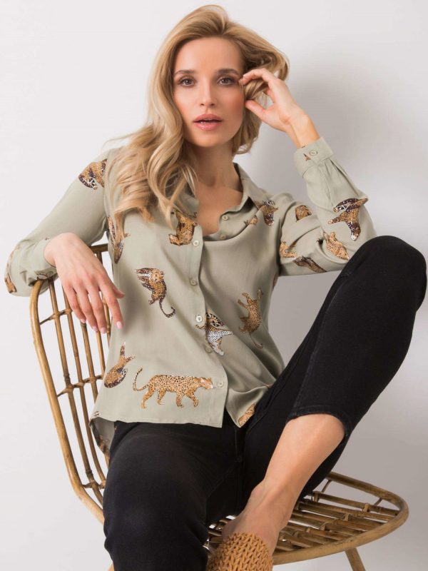 Khaki shirt with Ethna print