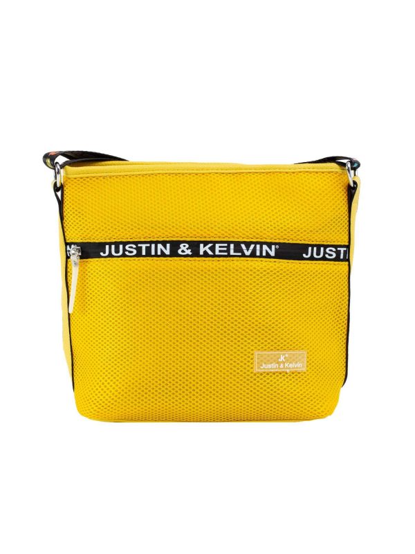 Yellow Shoulder Bag with Colorful Strap