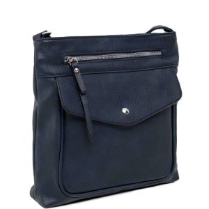 Navy blue leatherette handbag