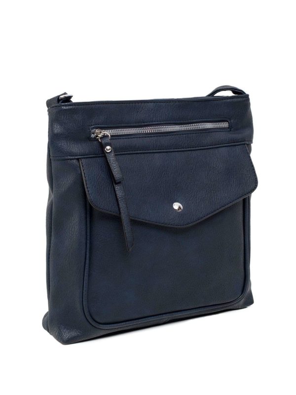 Navy blue leatherette handbag