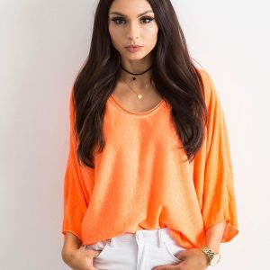 Fluo orange women's oversize blouse