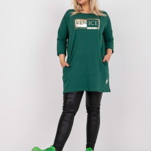 Dark green plus size tunic with print