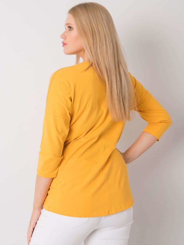 Yellow plus size blouse with Dahlea print