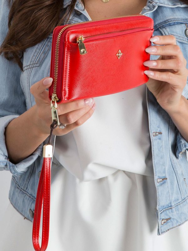 Red large eco-leather wallet