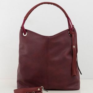 Burgundy eco-leather handbag